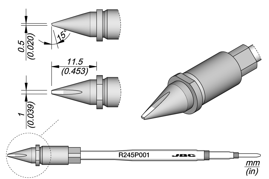 R245P001 - Chisel Cartridge 1 x 0.5 mm